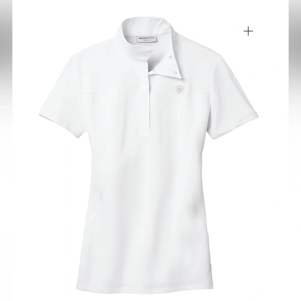 Ariat® Ladies’ White Aptos Equestrian Show Short  Sleeve Event Dressage NWOT XS - Picture 3 of 8